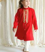 Red embroidered viscose kurta set