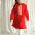 Red embroidered viscose kurta set
