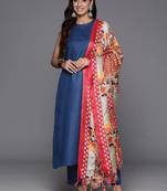 Halter Neck Regular Kurta with Trousers & Dupatta