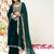 Teal Green Ethnic Motifs Yoke Design Zari Velvet Kurta With Trousers & Dupatta