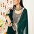 Teal Green Ethnic Motifs Yoke Design Zari Velvet Kurta With Trousers & Dupatta