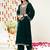 Teal Green Ethnic Motifs Yoke Design Zari Velvet Kurta With Trousers & Dupatta