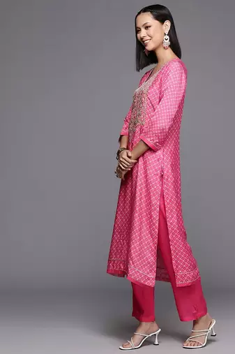 Women Floral Yoke Design Regular Pure Cotton Kurta with Trousers & Dupatta