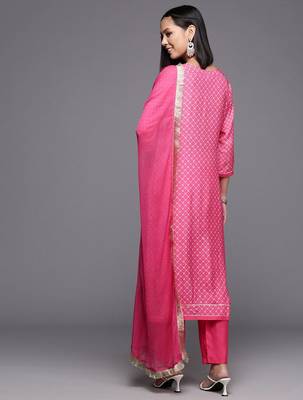 Women Floral Yoke Design Regular Pure Cotton Kurta with Trousers & Dupatta 7