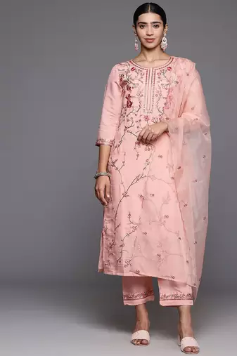 Women Floral Embroidered Regular Thread Work Kurta with Trousers & Dupatta