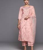 Women Floral Embroidered Regular Thread Work Kurta with Trousers & Dupatta