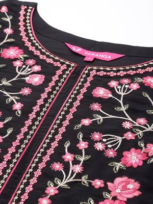 Women Floral Embroidered Regular Thread Work Kurta with Trousers & Dupatta 2