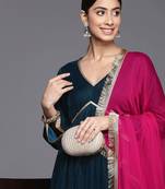 V- Neck Aliya Cut Winter A Line Kurta & Palazzo With Contrast Dupatta