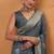 Gray tussar silk saree with rich zari border saree