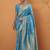 Sky blue tussar silk saree with rich zari border saree