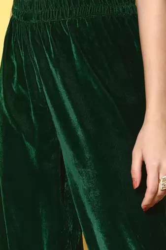 Zari Embroidered Straight Velvet Winter Kurta with Trousers & Embroidered Dupatta