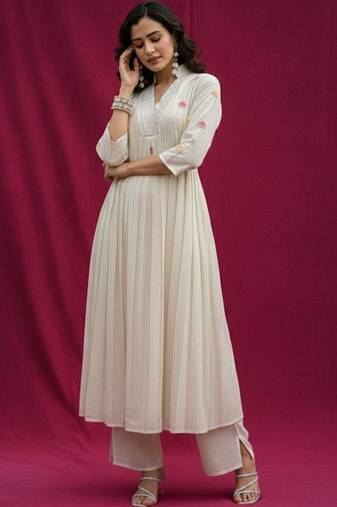 Women Ethnic Motifs Printed Tiered Pure Cotton Kurta with Palazzos