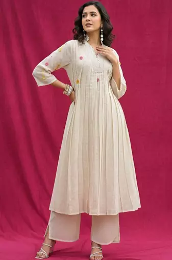 Women Ethnic Motifs Printed Tiered Pure Cotton Kurta with Palazzos