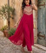 Women Ethnic Motifs Embroidered Empire Thread Work Kurta with Trousers