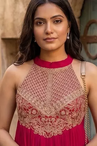 Women Ethnic Motifs Embroidered Empire Thread Work Kurta with Trousers