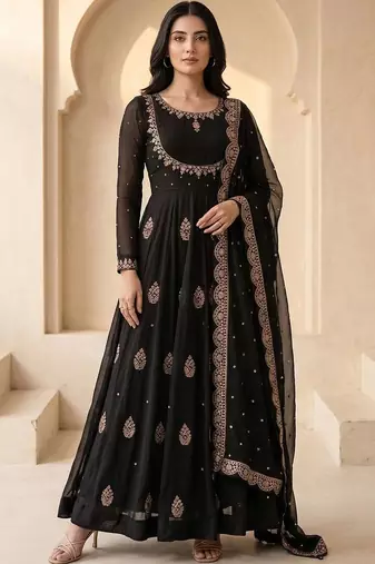 Women Ethnic Motifs Embroidered Empire Thread Work Kurta with Palazzos & With Dupatta