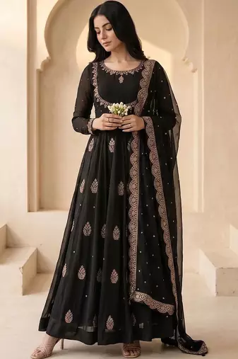 Women Ethnic Motifs Embroidered Empire Thread Work Kurta with Palazzos & With Dupatta