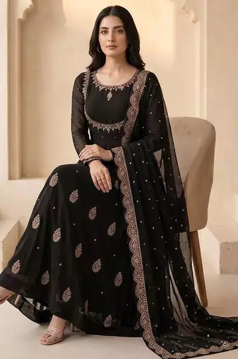 Women Ethnic Motifs Embroidered Empire Thread Work Kurta with Palazzos & With Dupatta