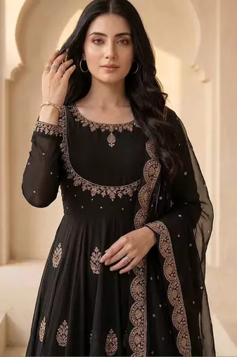 Women Ethnic Motifs Embroidered Empire Thread Work Kurta with Palazzos & With Dupatta