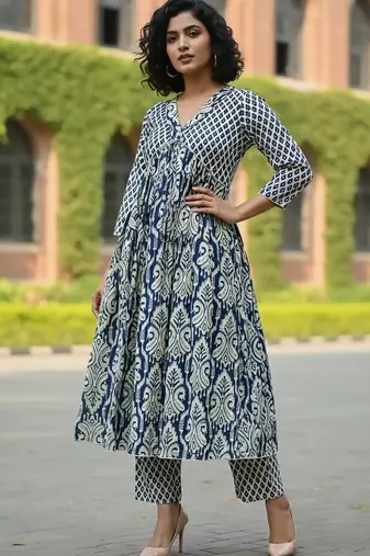 Women Ethnic Motifs Printed Empire Kurta with Trousers
