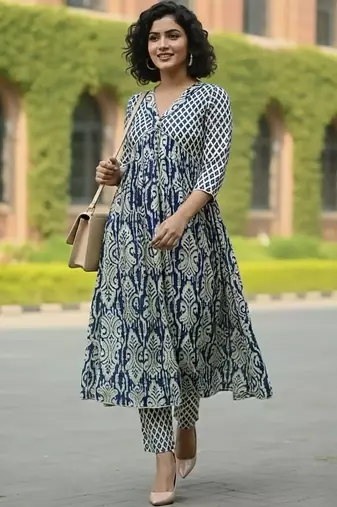 Women Ethnic Motifs Printed Empire Kurta with Trousers