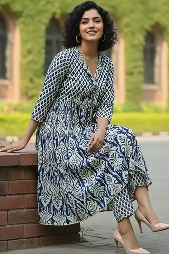 Women Ethnic Motifs Printed Empire Kurta with Trousers