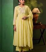 Women Floral Embroidered Empire Thread Work Kurta with Palazzos & With Dupatta