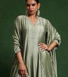 Floral Embroidered V-Neck A-Line Kurta With Sharara And Dupatta