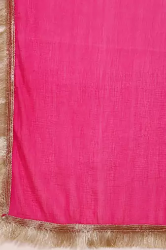 Leheriya Printed Gotta Patti V-Neck Anarkali Kurta With Trousers & Dupatta