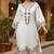 Floral Embroidered Pure Cotton Flared Sleeves V-Neck Straight Kurta With Trousers