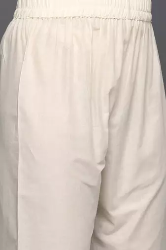 Floral Embroidered Thread Work Pure Cotton Kurta With Trousers & Dupatta