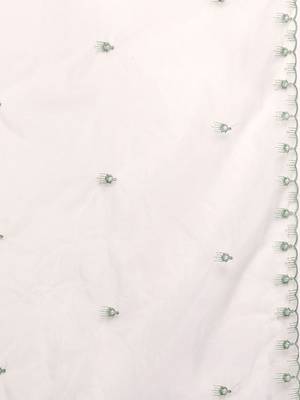 Floral Embroidered Thread Work Pure Cotton Kurta With Trousers & Dupatta 5