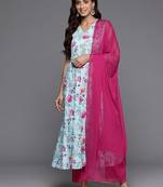 Women Floral Printed Panelled Pure Cotton Kurta with Trousers & With Dupatta