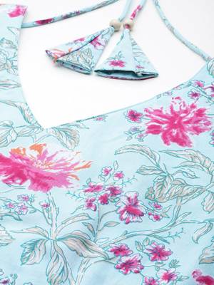 Women Floral Printed Panelled Pure Cotton Kurta with Trousers & With Dupatta 2