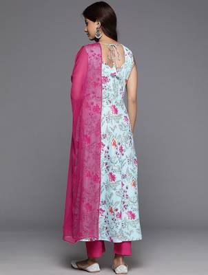 Women Floral Printed Panelled Pure Cotton Kurta with Trousers & With Dupatta 6