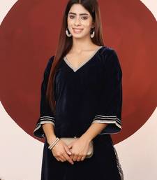 Gota & Zari Embroidered Velvet Winter Kurta with Trouser