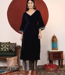 Gota & Zari Embroidered Velvet Winter Kurta with Trouser