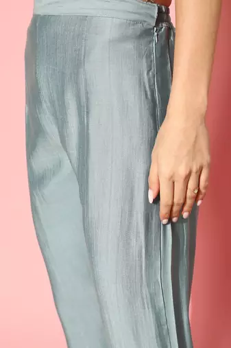 Floral Embroidered Regular Beads & Stones Kurta with Trousers & Dupatta