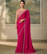 Rani pink luxurious party wear saree