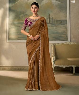 Chiku luxurious party wear saree 1