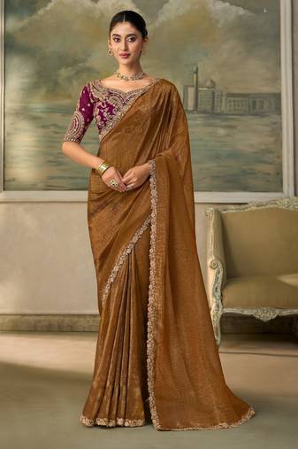 chiku georgette party wear saree