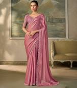 Pink luxurious party wear saree