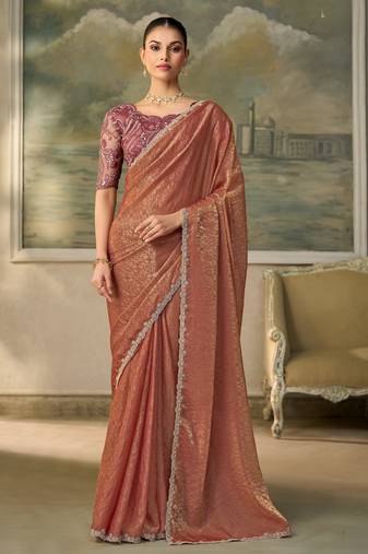 gold georgette party wear saree