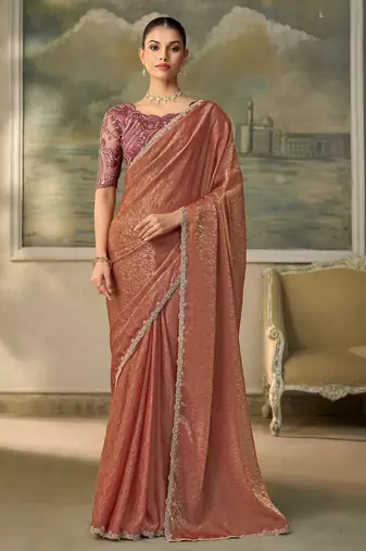 Gold luxurious party wear saree