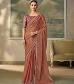 Gold luxurious party wear saree