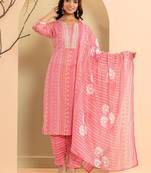 Ethnic Motifs Printed Regular Mirror Work Kurta with Trousers & With Dupatta