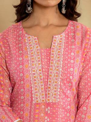 Ethnic Motifs Printed Regular Mirror Work Kurta with Trousers & With Dupatta 2