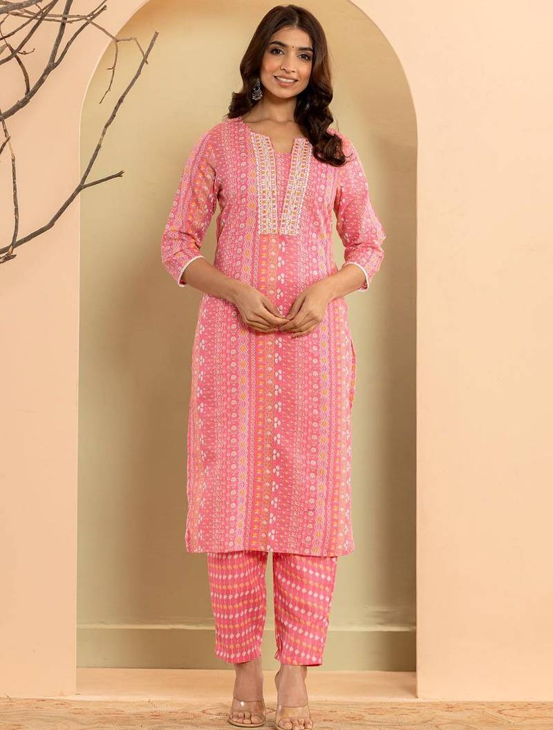 Ethnic Motifs Printed Regular Mirror Work Kurta with Trousers & With Dupatta