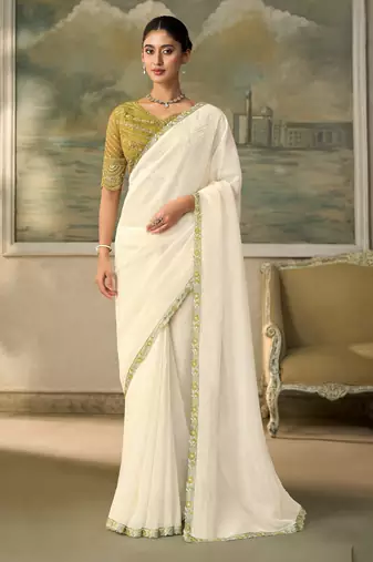Silver luxurious party wear saree
