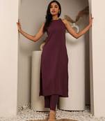 Women Regular Silk Crepe Kurta with Trousers